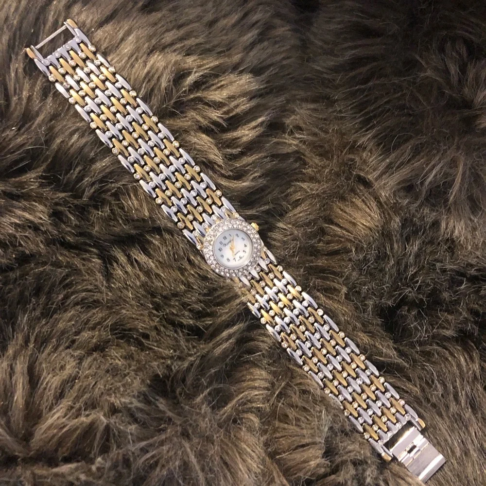 Vintage ladies Xanadu dual tone basket weave watch